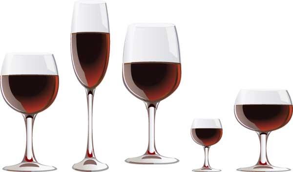 realistic wineglass with wine vector