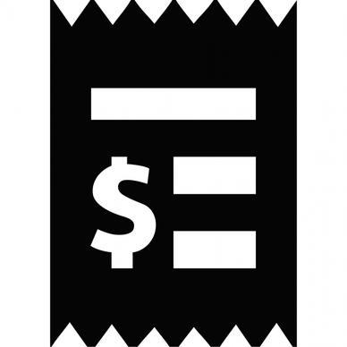 receipt sign icon flat black white contrast finance symbol geometric sketch
