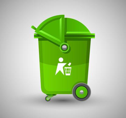 recycle bin vector design in green