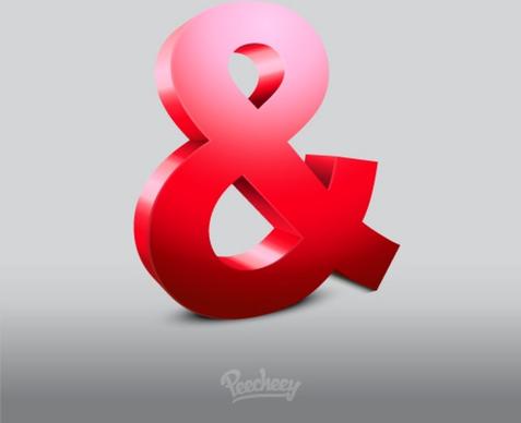red 3d ampersand sign