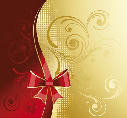 red and golden floral background vector