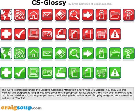 Red and green craigSoup Glossy Icons