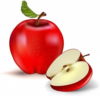 Red apple and half