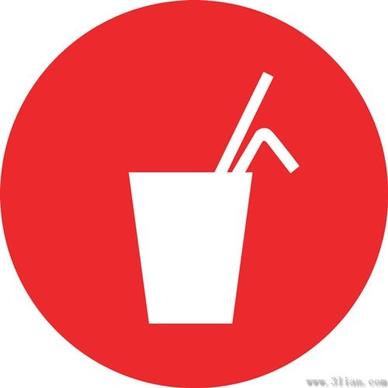 red background beverage icons vector