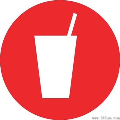 red background beverage icons vector