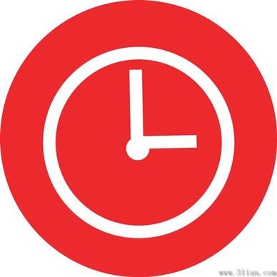 red background clock icon vector