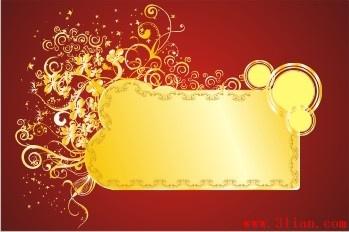 red background gold pattern vector