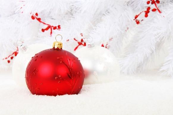 red bauble with white balls