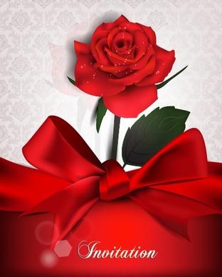 red bow and red background invitation cards vector