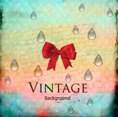 red bow and water drop with vintage background