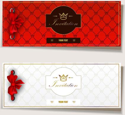 red bow label cards vector