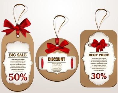 red bow sale tags creative vector