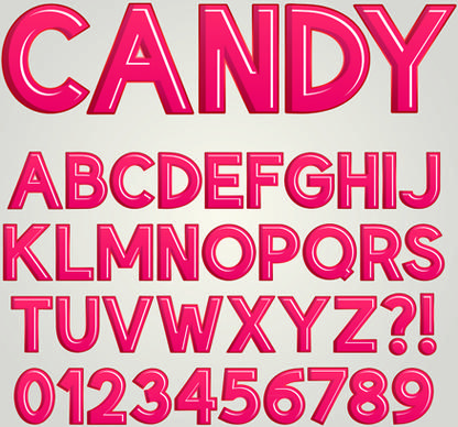 red candy numbers and alphabets vector