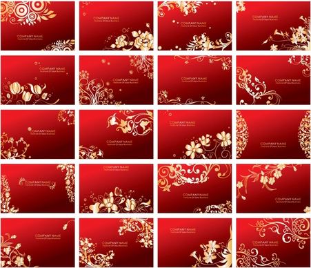 card templates collection elegant golden floral red design