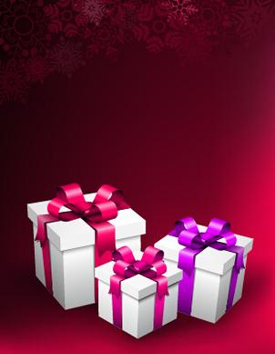 red christmas background with gift vector