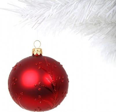 red christmas ball on branch