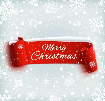 red christmas banner with snowflake pattern vector graphics