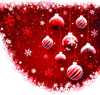 red christmas elements background vector set