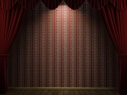 red curtain and the european pattern of wall picture