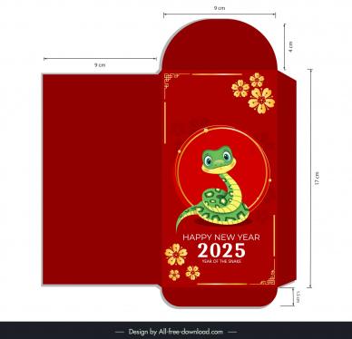 red envelope money pocket template cute snake petals decor