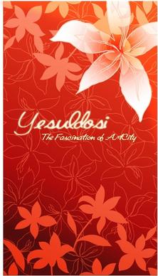 red floral background vector shading