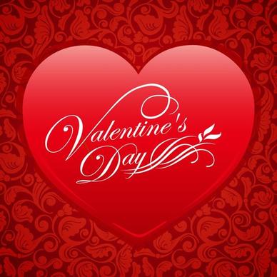 Red Floral Heart Valentine Vector Background