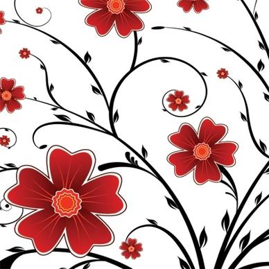 Red Flower Floral Background Vector Graphics