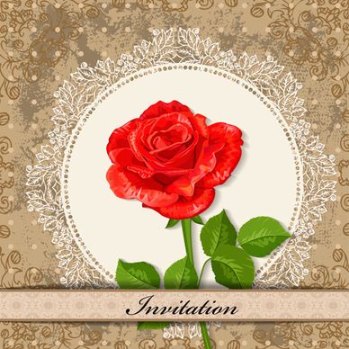 red flower invitations cards