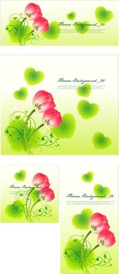 red flower with green heart vector