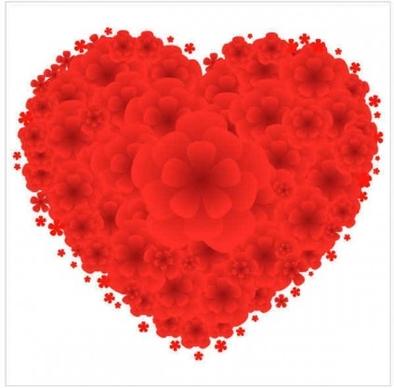 red flowers heart graphics vectors