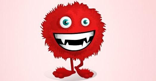 red fluffy monster vector character