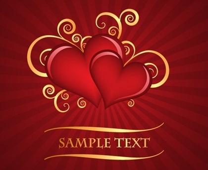 valentine background curves hearts decoration red backdrop