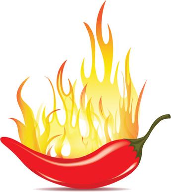 red hot pepper with fire vector