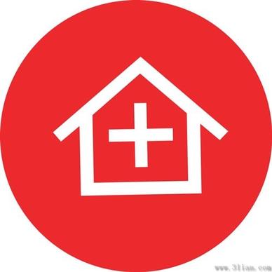 red house icon vector