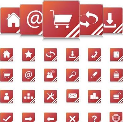 Red Internet icons and website buttons