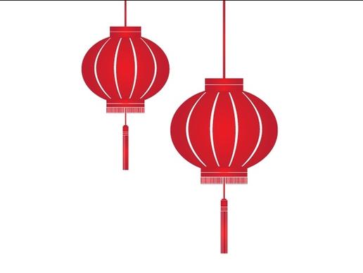 red lantern icons traditional design style