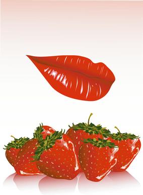 red lips and strawberry vector