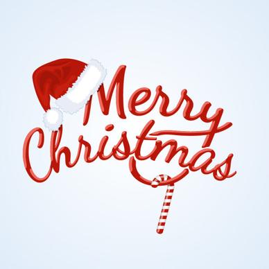 red merry christmas logo creative vector