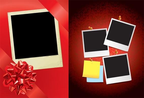 red ribbon and the polaroid photo vector