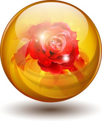 red rose flower inside orb sphere ball