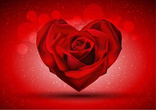 Red Rose in The Shape of Heart
