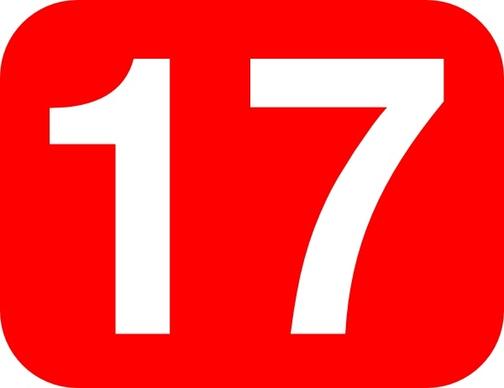 Red Rounded Rectangle With Number 17 clip art