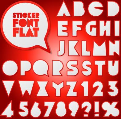 alphabet stickers template modern shiny red flat design
