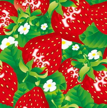 red strawberries vector seamless pattern