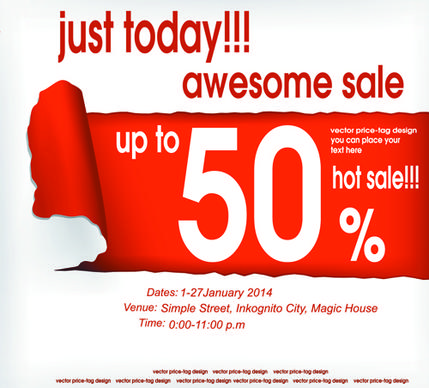 red style sale discounts background vector
