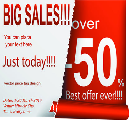 red style sale discounts background vector