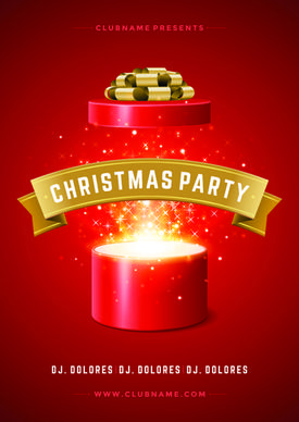 red style xmas party flyer vector