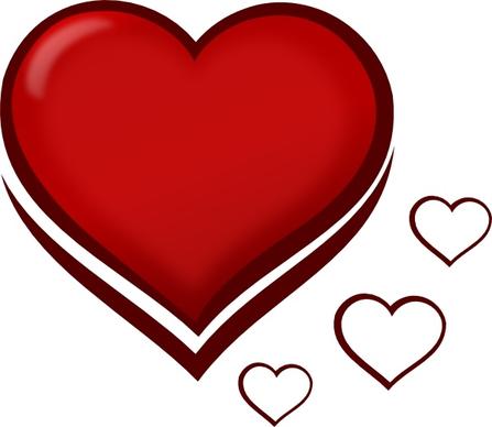 Red Stylised Heart With Smaller Hearts clip art