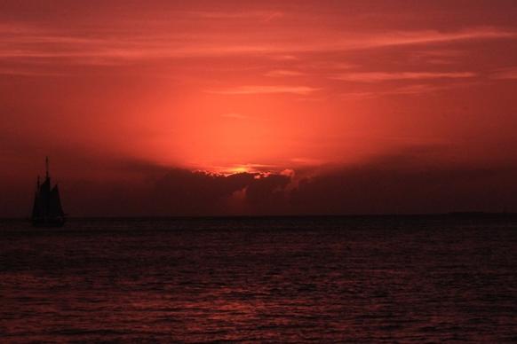 red sunset at key west florida
