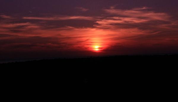 red sunset at potawatomi state park wisconsin